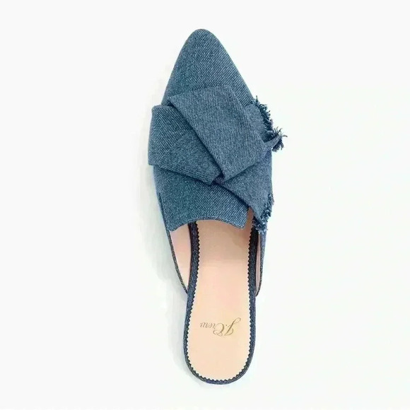 J. CREW Marina Pointed-toe Loafer slides in denim Sandal Shoes 7.5 - Picture 3 of 7